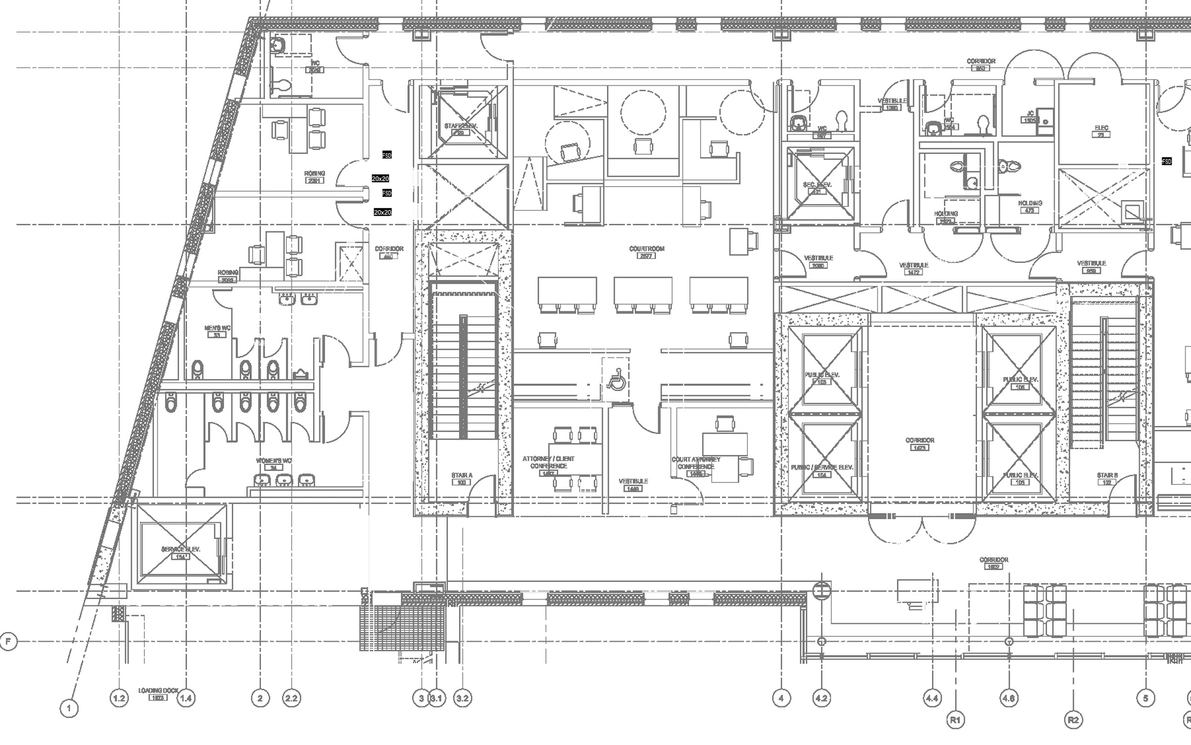 Family Court detailed courtroom floor plan