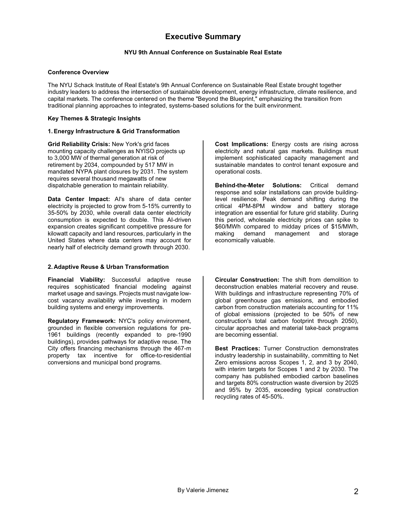 NYU 9th Conference Executive Summary page 2