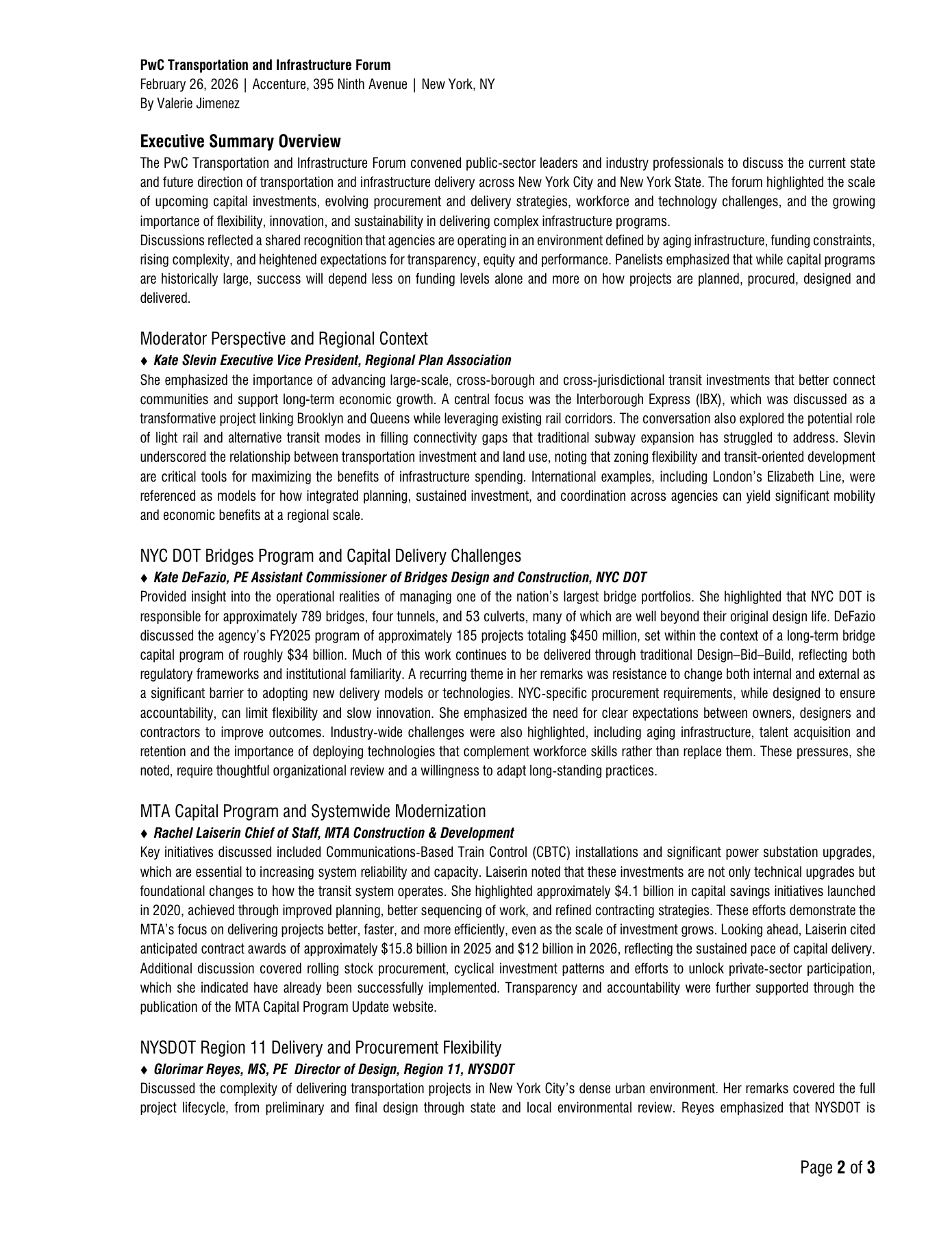PwC Forum Executive Summary page 2