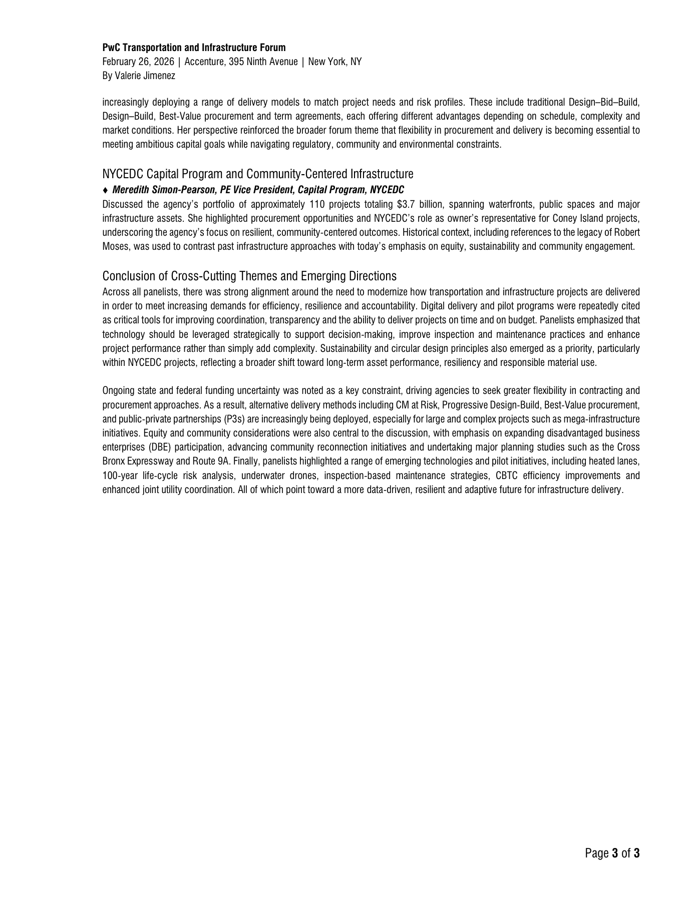PwC Forum Executive Summary page 3